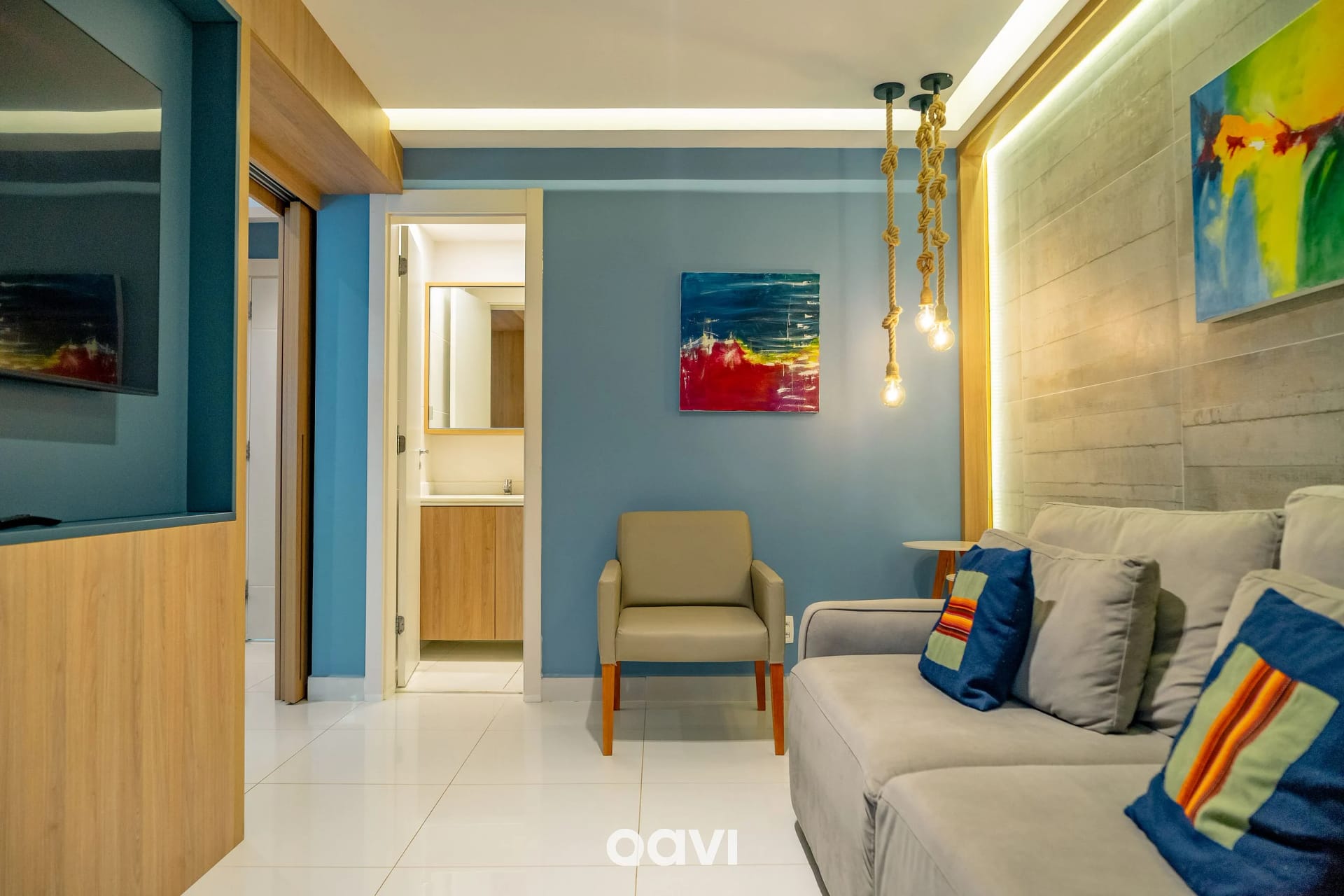 Sala de Estar — In Mare Bali Flat Premium Santorini by Qavi