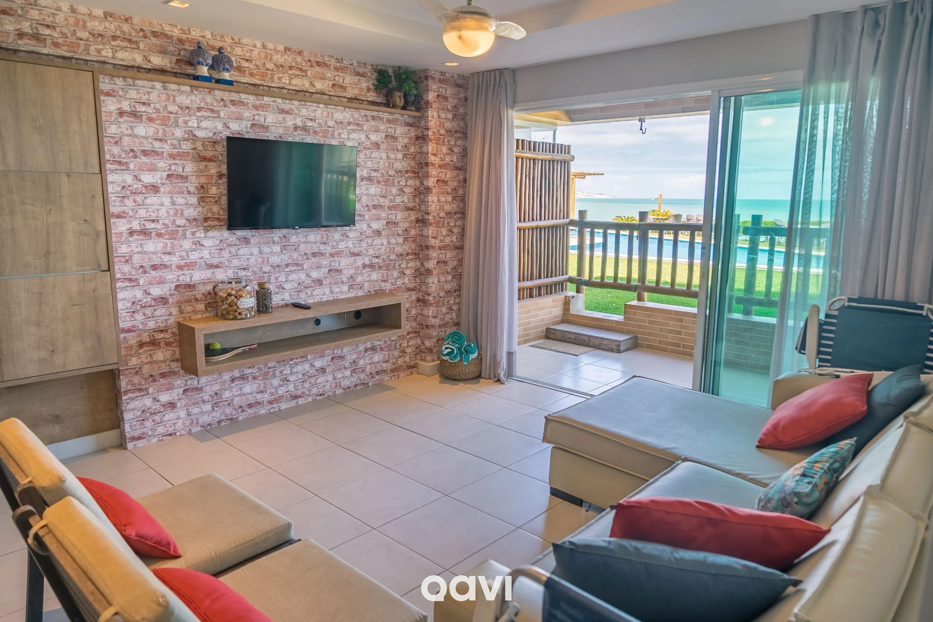 Sala de Estar — Apartamento Vista Mar Porto Brasil Pirangi by Qavi